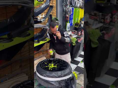 Throwing Paint On Tire Rim! 🎨 #paint #rims #tires #wheels #cars