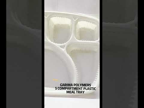 5 Compartment Plastic Meal Tray with Lid WHITE SMALL