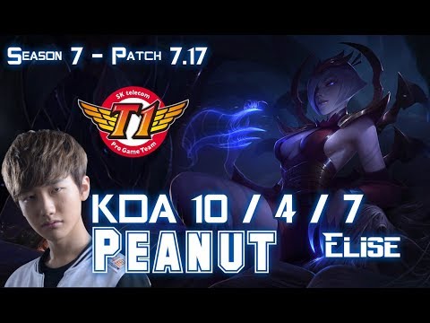 SKT T1 Peanut ELISE vs GRAGAS Jungle - Patch 7.17 KR Ranked