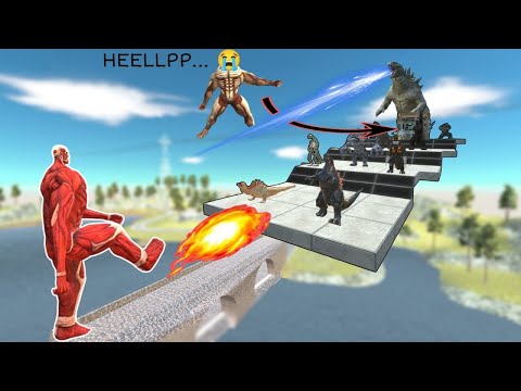 1vs1 Colossal Titan Rescue from Godzilla 2014 + all Kaiju Monsters - Animal Revolt Battle Simulator