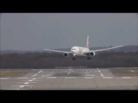 Crosswind LANDINGS during a STORM at Düsseldorf  B777  767  757 A330 Sturm Andr 3