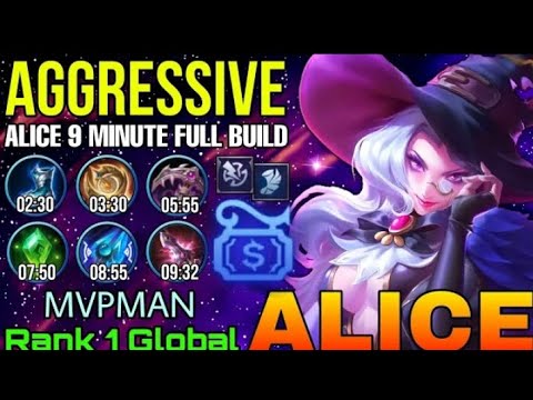 Aggressive Play Alice Sidelane 9 MIN Full Build! - Top 1 Global Alice by MVPMAN - Mobile Legends