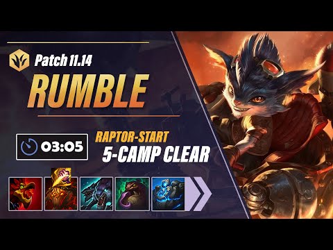 [Patch 11.14]  Rumble Jungle Clear Guide | 3:05 Raptor-Start 5-Camp Clear (New Method after W Nerf)