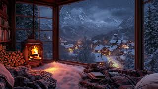 Download the video "Peaceful Nights: Snowfall & Crackling Fireplace Ambiance for Deep Sleep 😴 Cozy Up in Warmth"