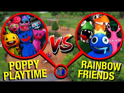 DRONE CATCHES RAINBOW FRIENDS vs POPPY PLAYTIME IN REAL LIFE AT HAUNTED PARK!! *HUGGY EATS BLUE*