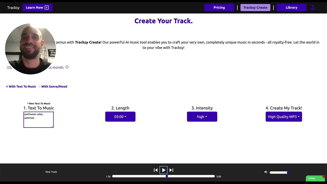 Genre blending with AI music on Tracksy