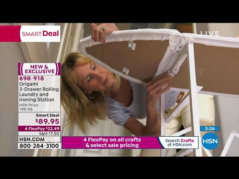 Origami 3Drawer Rolling Laundry and Ironing Station