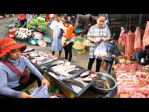 Best Cambodian Street Food @ Kandal Market Phnom Penh | Delicious Plenty fish, Pork & Foods