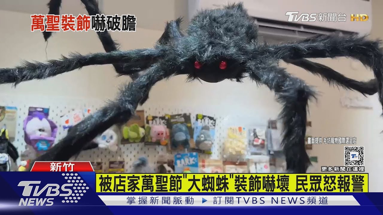 被店家萬聖節「大蜘蛛」裝飾嚇壞 民眾怒報警