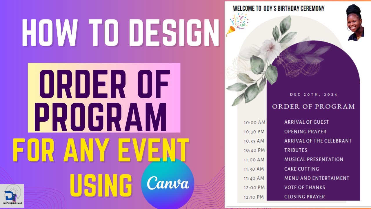 HOW TO CREATE ORDER OF PROGRAM FOR AN EVENT USING CANVA TEMPLATE; STEP BY STEP TUTORIAL