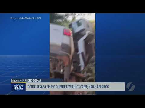 Ponte desaba e veículos caem em Rio Quente