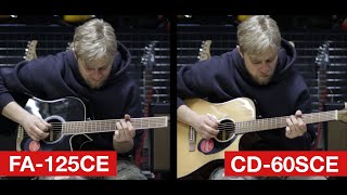 Video thumbnail for Fender FA-125CE vs Fender CD-60SCE 🎸 Acoustic and Electric Tone Demo by Guitarman Guitar Gear Demos