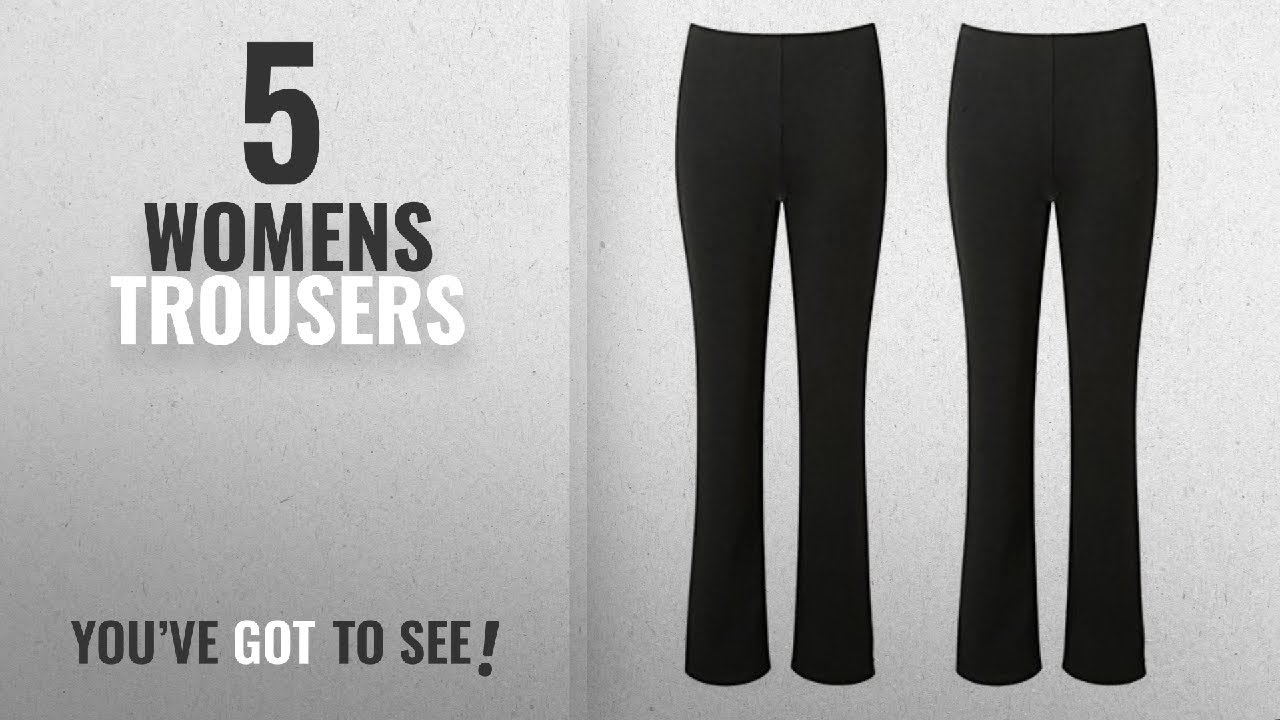 Top 10 Womens Trousers [2018]: LADIES STRETCH TROUSERS PACK OF 2 BOOTLEG STRETCH RIBBED TROUSERS