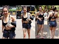 Uff Her Gym Look Malaika Arora Flaunnts Her Huge Figur In Black Sports B A Snapped At DivaYoga