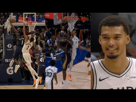 Victor Wembanyama blocks Zion 3 times in 1 minute after Zion dunked on him