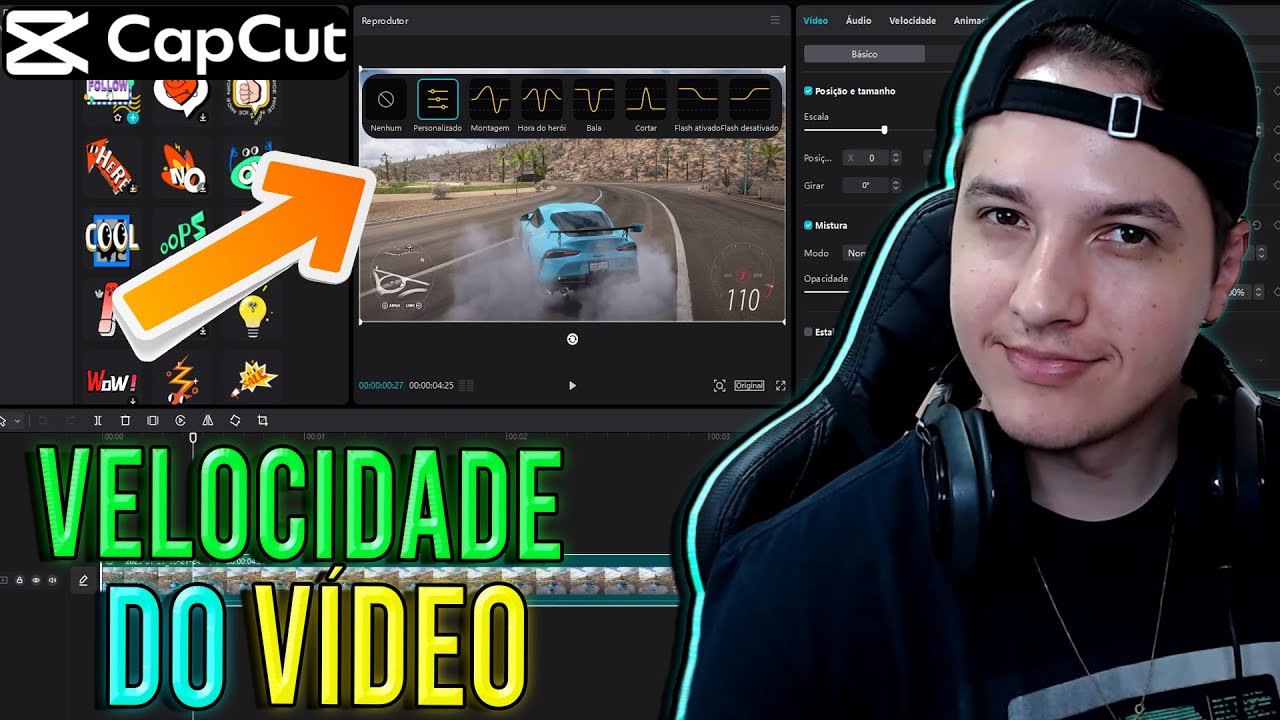 Como deixar o VÍDEO RÁPIDO ou LENTO no Capcut PC