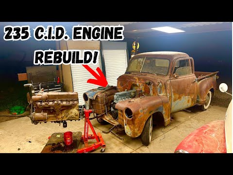 Old to new inline 6 engine swap! 1948 Chevy gets  a rebuilt motor!