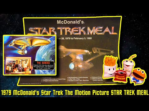 1979 McDonalds STAR TREK MEAL The Enterprise Bridge with Mr Spock Ring and USS Enterprise Ring