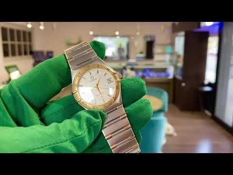 MENS PREOWNED OMEGA CONSTELLATION WATCH 18K YELLOW GOLD STAINLESS STEEL QUARTZ MOVEMENT