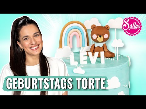 Baby-Torte mit süßem Bär🧸 / Geburtstagstorte / Fondant / Sallys Welt