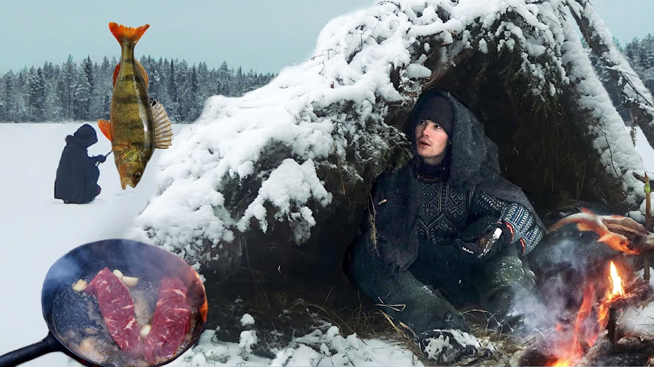 Relax by the Campfire🔥 Winter CATCH & COOK [ASMR Bushcraft]