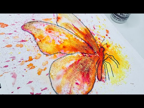 Brusho Magic Lesson #3: Let's paint a butterfly using Brusho!
