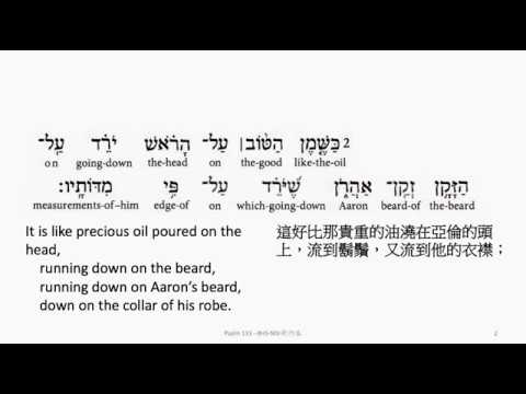 Psalm 133: Hebrew interlinear audio Bible 希伯來文聖經:詩篇第一百三十三篇