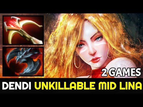 DENDI Unkillable Mid Lina with Right Click Build (2 Games)