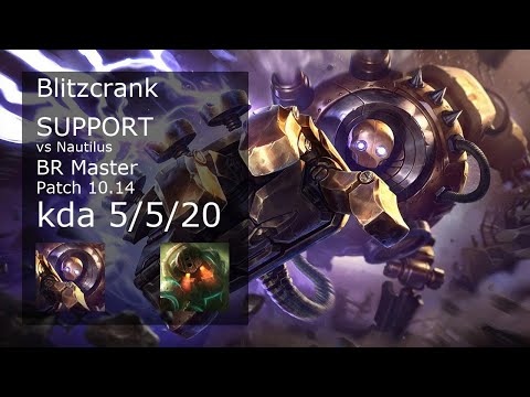 Blitzcrank Support vs Nautilus - BR Master 5/5/20 Patch 10.14 Gameplay