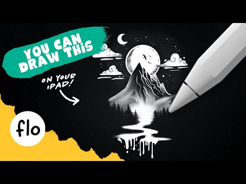 PROCREATE Easy Black and White Landscape Drawing - Step by Step Procreate Tutorial