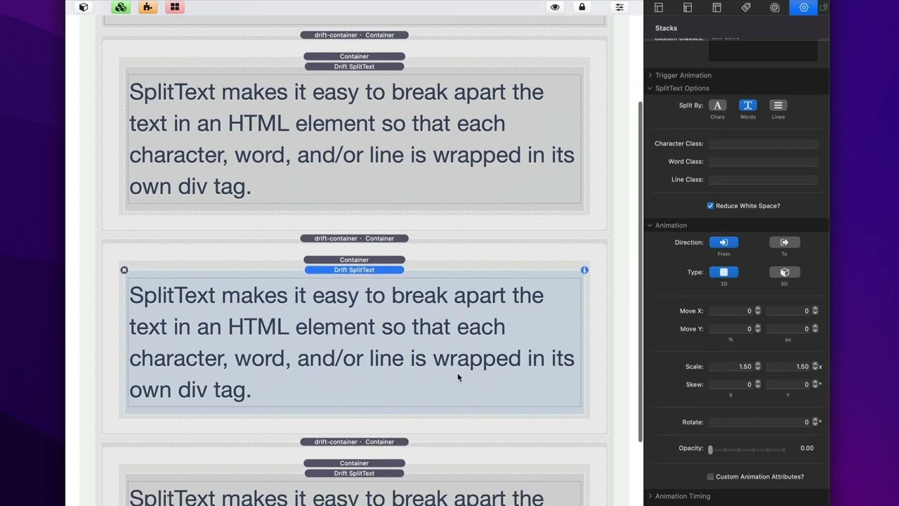 Drift - Split Text