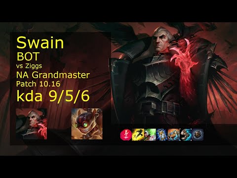 Swain Bot & Lux vs Ziggs & Bard - NA Grandmaster 9/5/6 Patch 10.16 Gameplay
