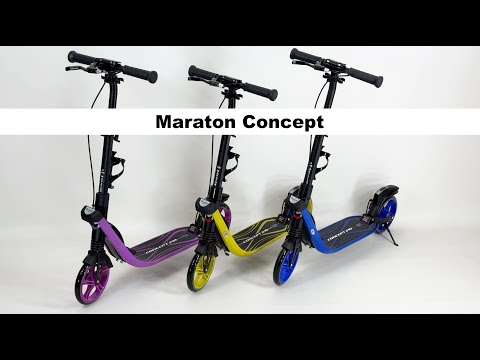 Самокат Maraton Concept 210 синий с дисковым тормозом + подножка и фонарик - фото 1 - id-p1340631865