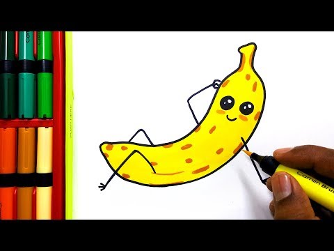 Draw and paint Cute cartoon Banana - Lesson 160