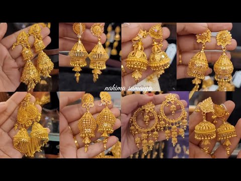 Gold earrings designs, jhumka Ka design, jhumka design, jhumka design gold, Kan Ka jhumka#jhumka