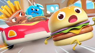 Hamburger and Little Car | Yummy Foods Animation | Kids Cartoon | Nursery Rhymes | BabyBus