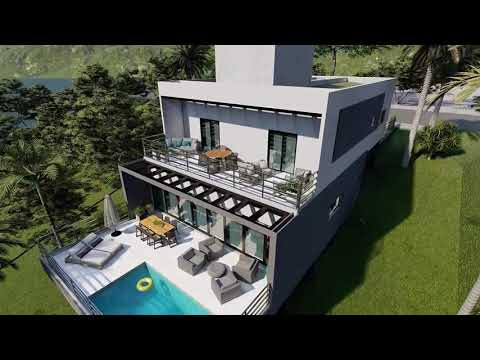 projeto casa cubo condominio serra dos cristais cajamar terreno declive 12x30 Arquitetura Moderna