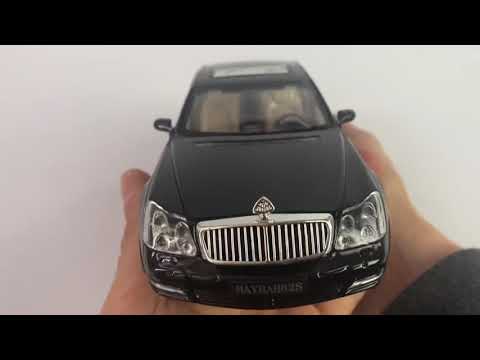 Машинка металлическая XLG 1:24 «Maybach 62s» M929H 20 см. инерционная, свет, звук / Золотой, черный