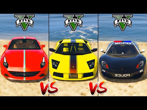 Police McLaren MP4 vs Ferrari California vs Lamborghini Murcielago - GTA 5 Car Mods Which is better?