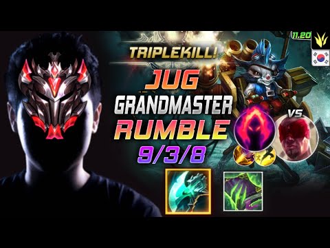 GrandMaster Rumble Jungle vs Lee Sin - 천상계 정글 럼블 템트리 룬 밤수 수확 ランブル Рамбл 机械公敌 藍寶 - KR 11.20