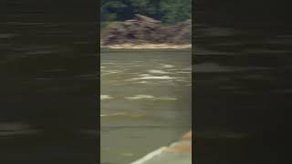 If he loses control for a second the rocks will sink the boat