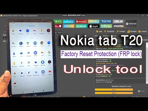 Nokia tab t20 4G TA1392 1394 1397 Factory Reset Frp Bypass Unlock tool