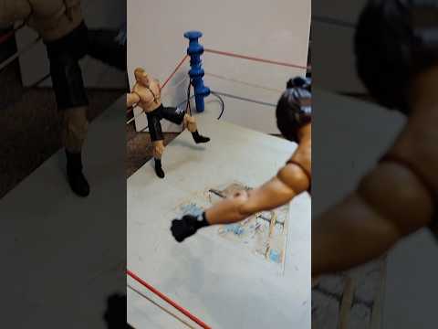 AJ Styles clotheslines Brock over the top rope!! #BrockLesnar #AJStyles #WWE