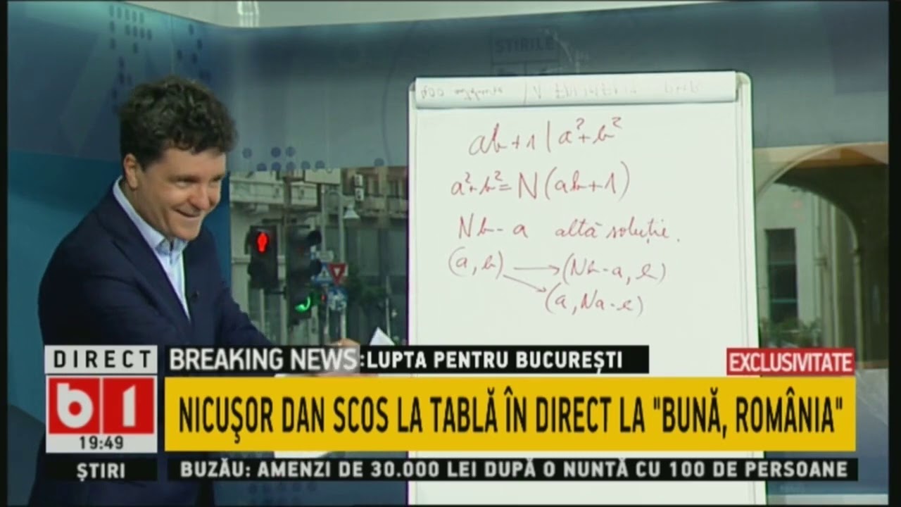 Nicu?or DAN rezolv? problema cu care a câ?tigat Olimpiada Interna?ional? de Matematic? în 1988, B1tv