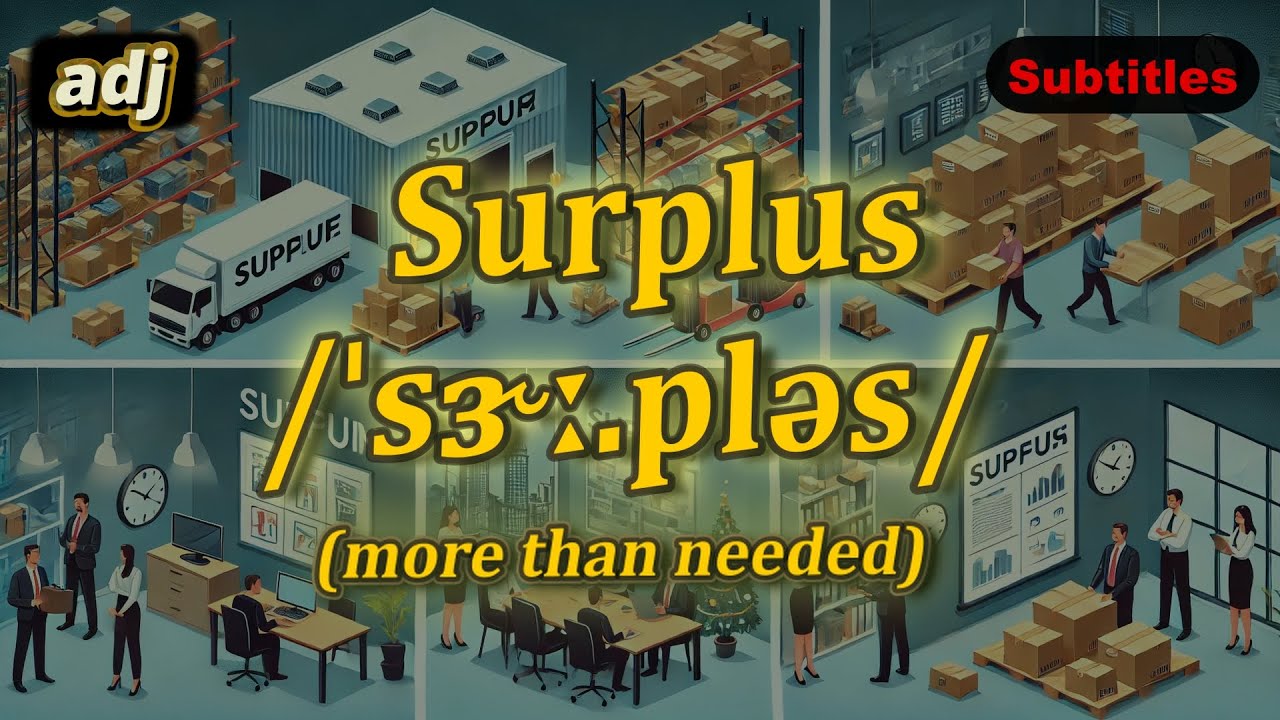 [adj] Surplus meaning (more than needed) with 5 examples