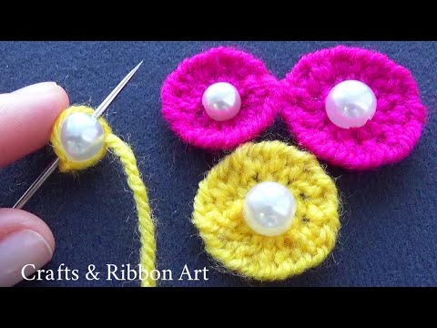 Easy Flower Craft Ideas with Wool - Hand Embroidery Amazing Trick - DIY Woolen Flowers - Sewing Hack