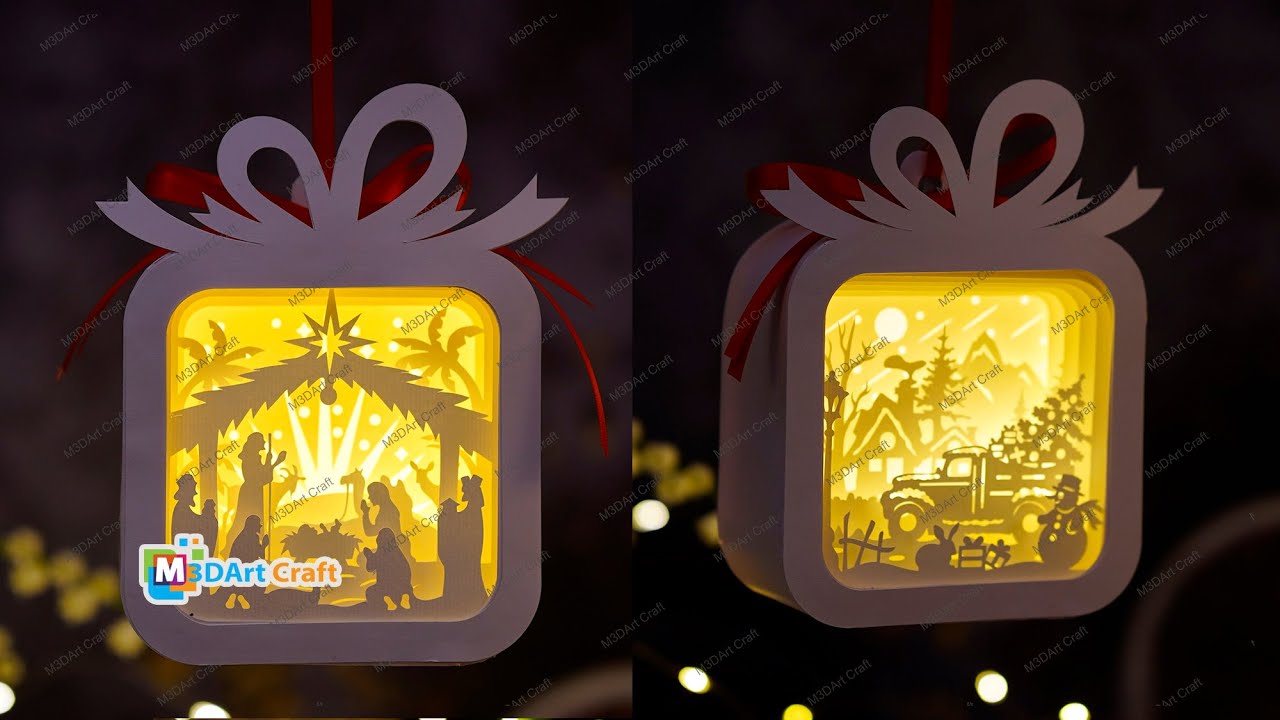 How To Make Ornament Christmas Lantern Gift Box for Christmas PDF, SVG, Studio Templates