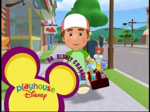 Handy Manny trailer still showing Manny and the Tools, the characters who frequently sing in-scene