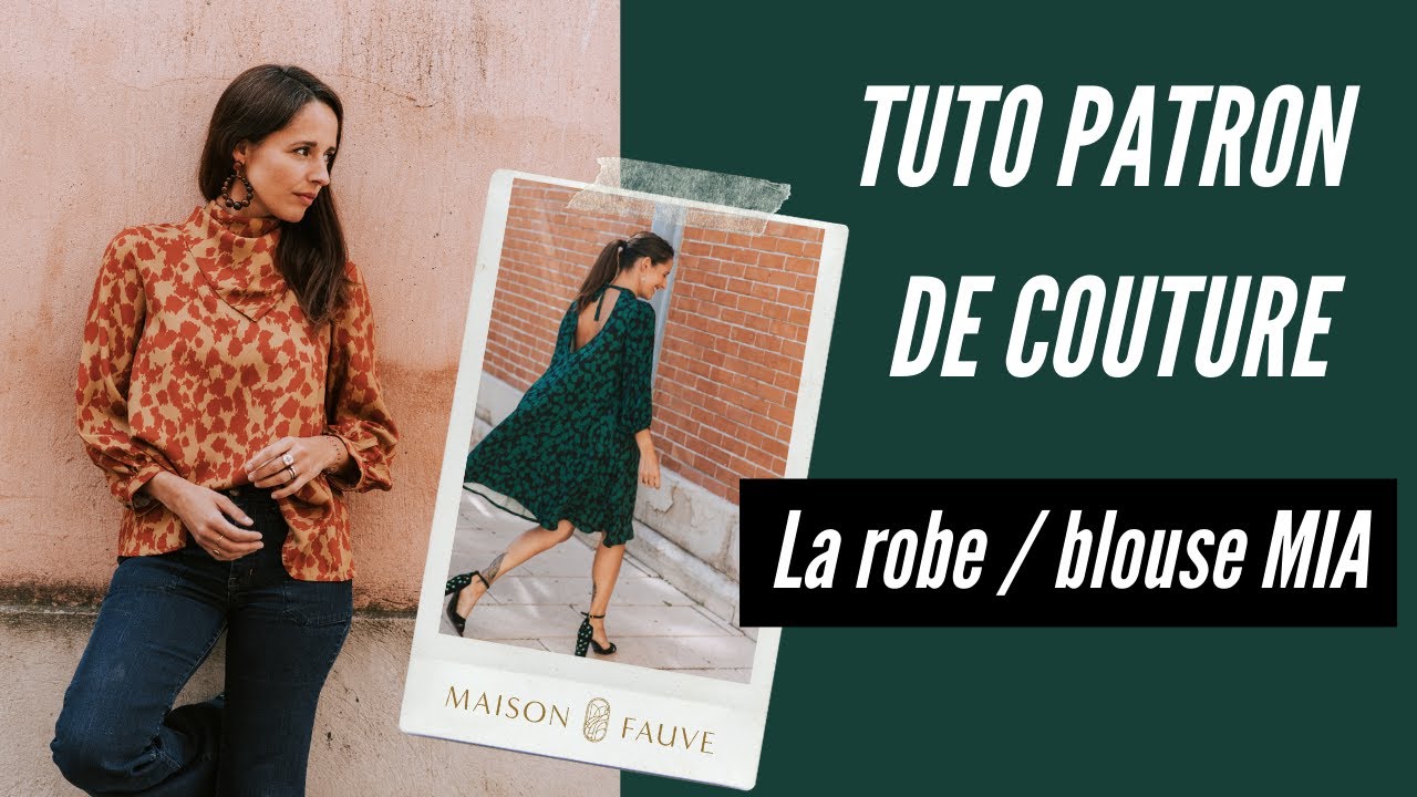Patron couture robe, blouse Mia / PDF (A4, A3, A0, US Letter) - Cadres, Calques par Taille, Vidéoprojection