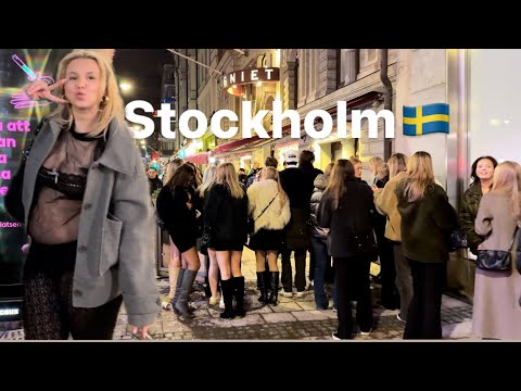 NIGHTLIFE IN STOCKHOLM🇸🇪Swedish Girls After Midnight-Walking Tour Sweden 4K